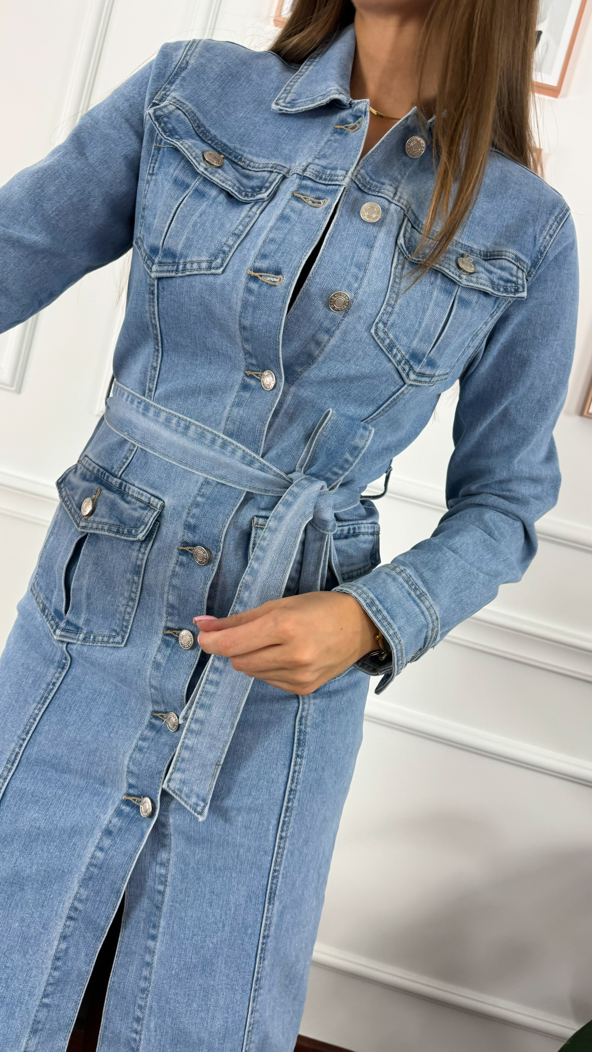 Denimowa szmizjerka midi Laura niebieska Denimowa szmizjerka midi Laura niebieska