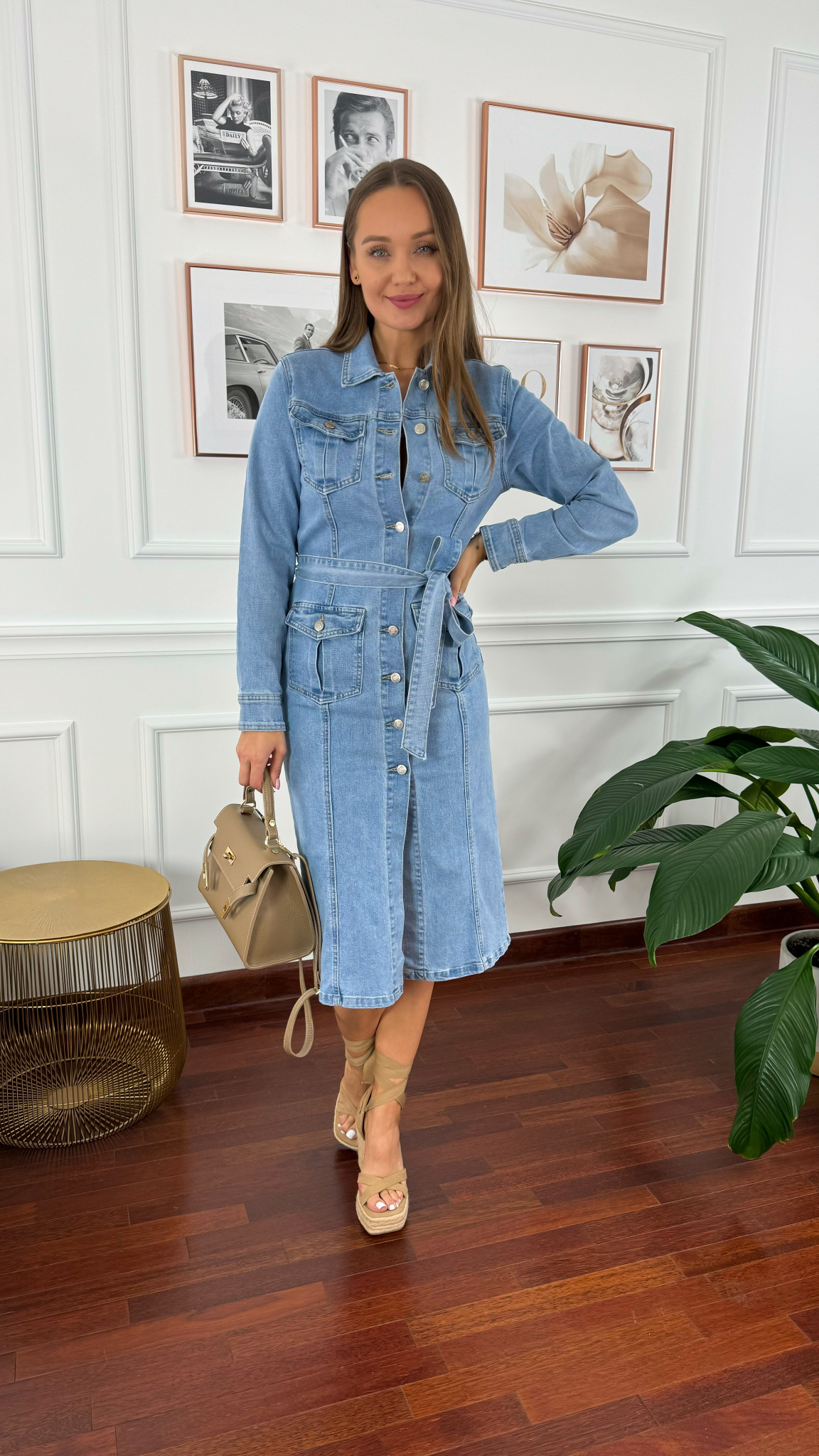 Denimowa szmizjerka midi Laura niebieska Denimowa szmizjerka midi Laura niebieska