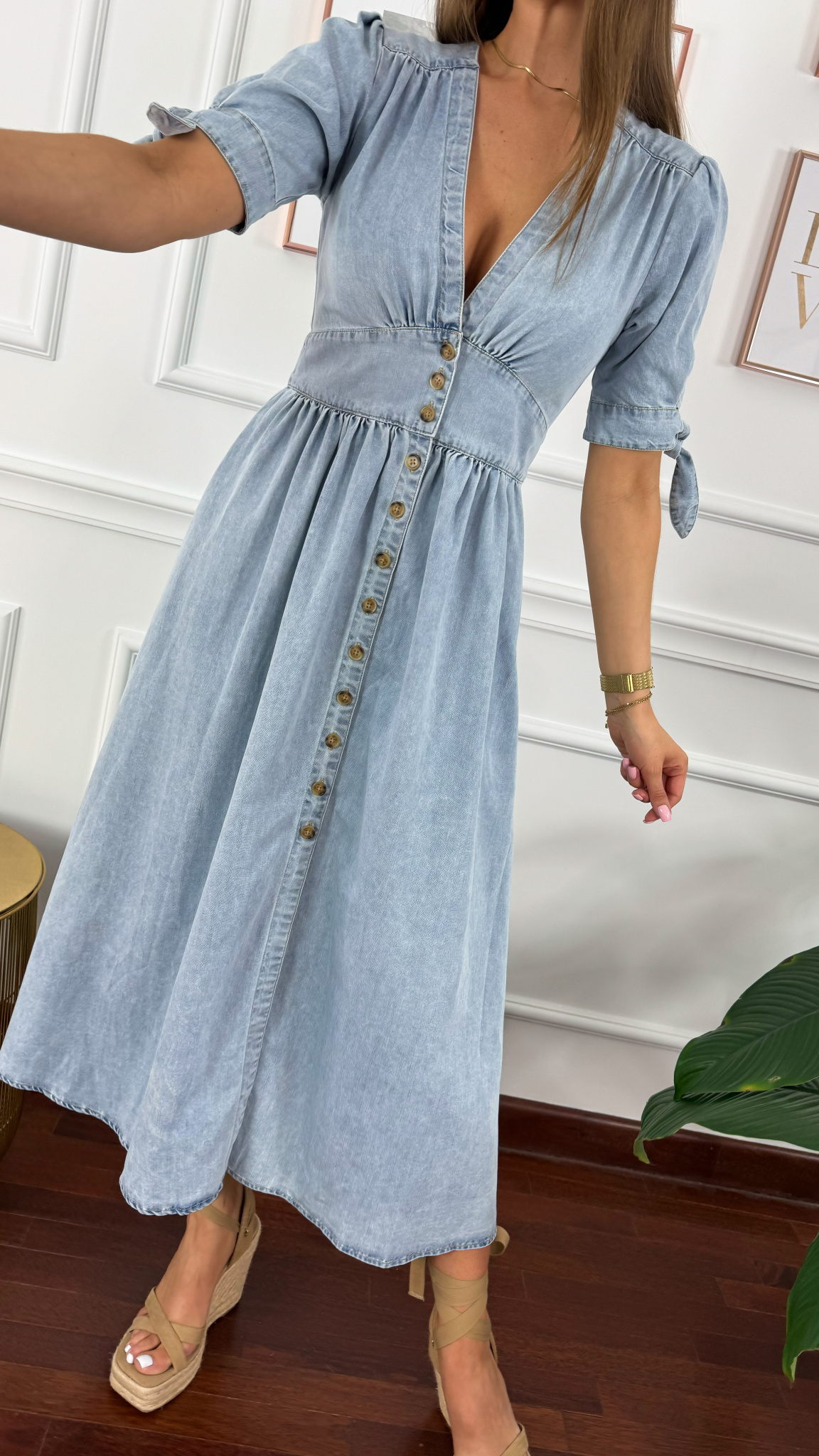 Denimowa szmizjerka maxi Pure niebieska Denimowa szmizjerka maxi Pure niebieska