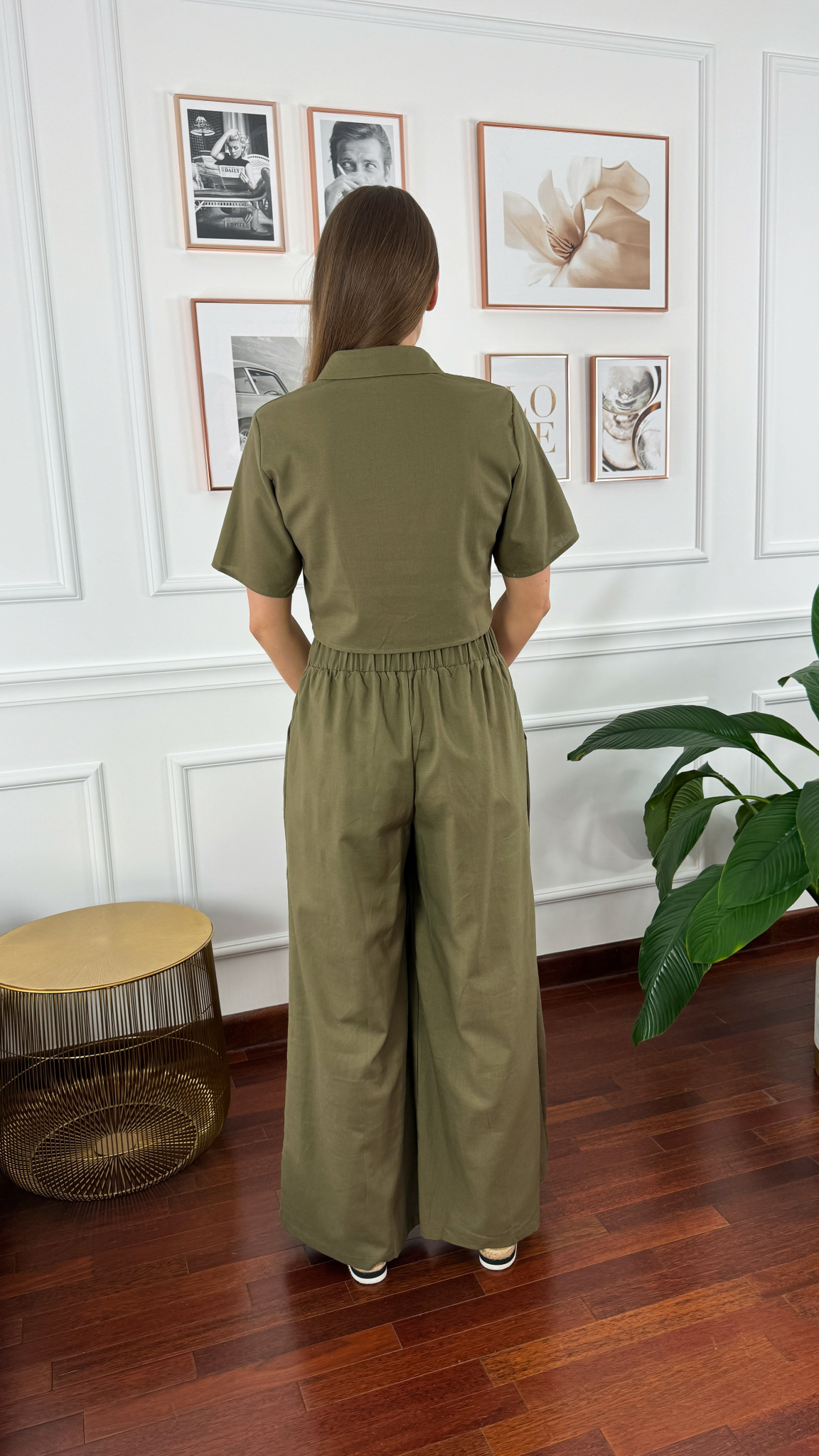 Wiskozowo-lniany komplet Viola khaki Wiskozowo-lniany komplet Viola khaki
