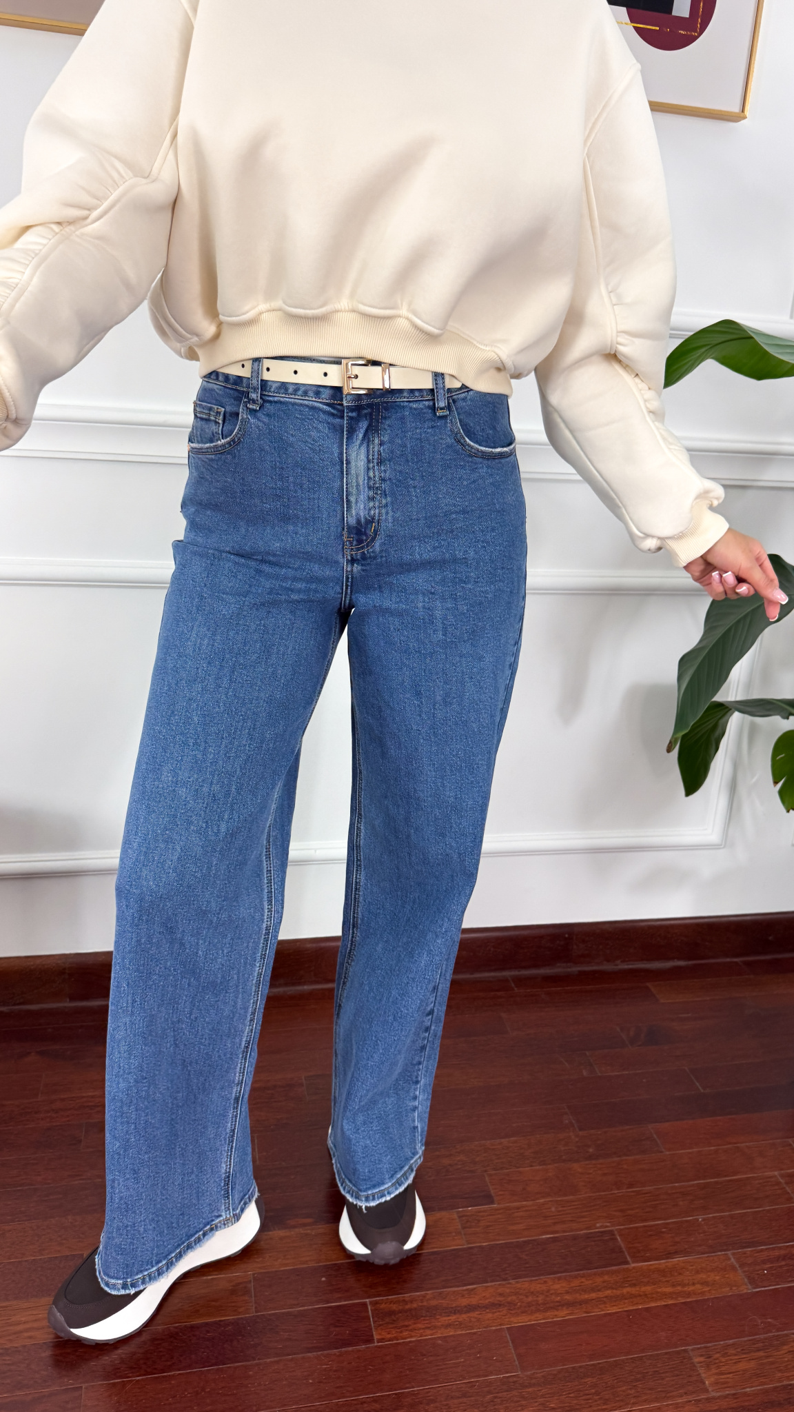 Spodnie wide-leg Imara ciemny denim Spodnie wide-leg Imara ciemny denim