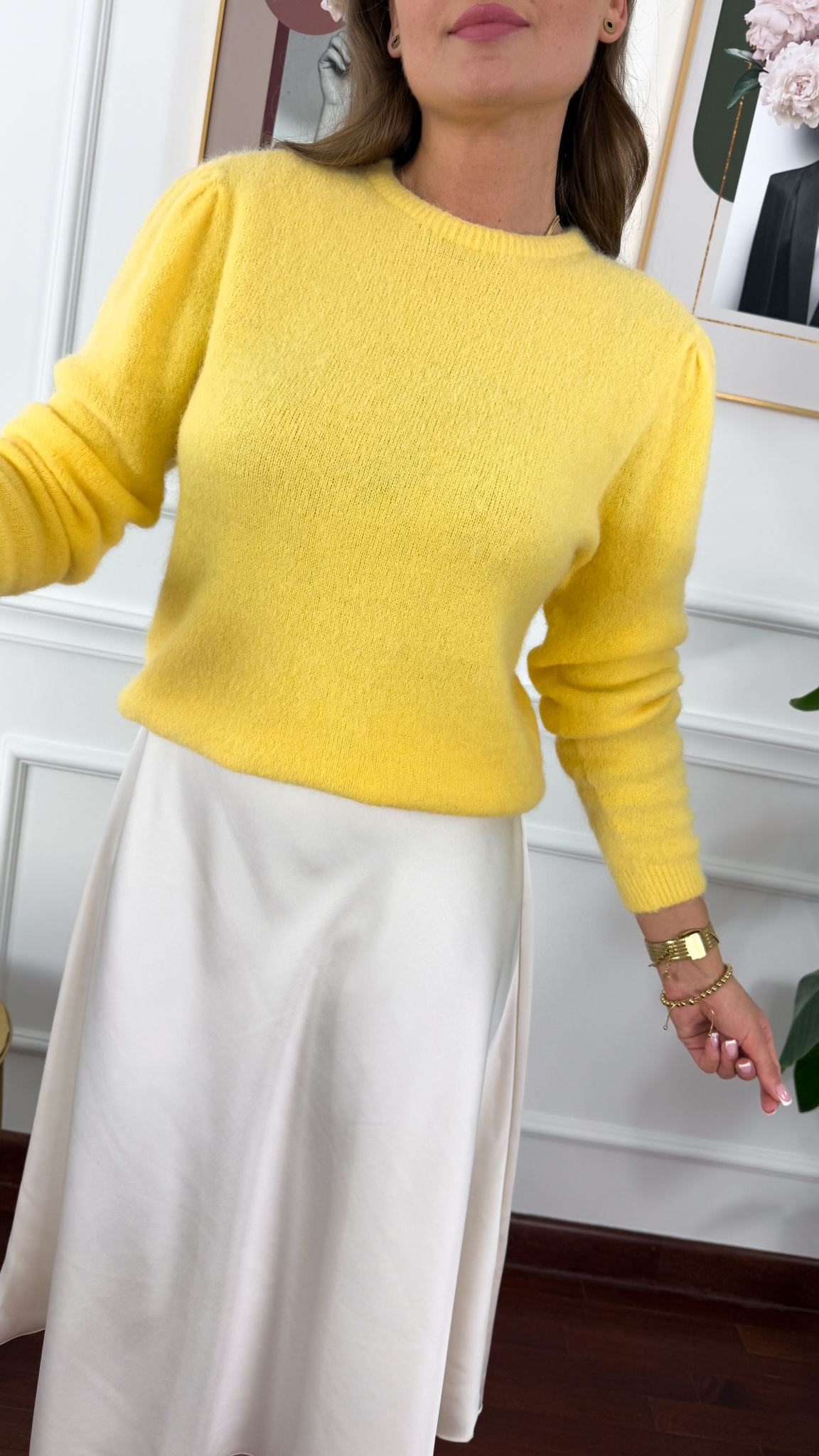 Alpakowy sweter Celia żółty Alpakowy sweter Celia żółty