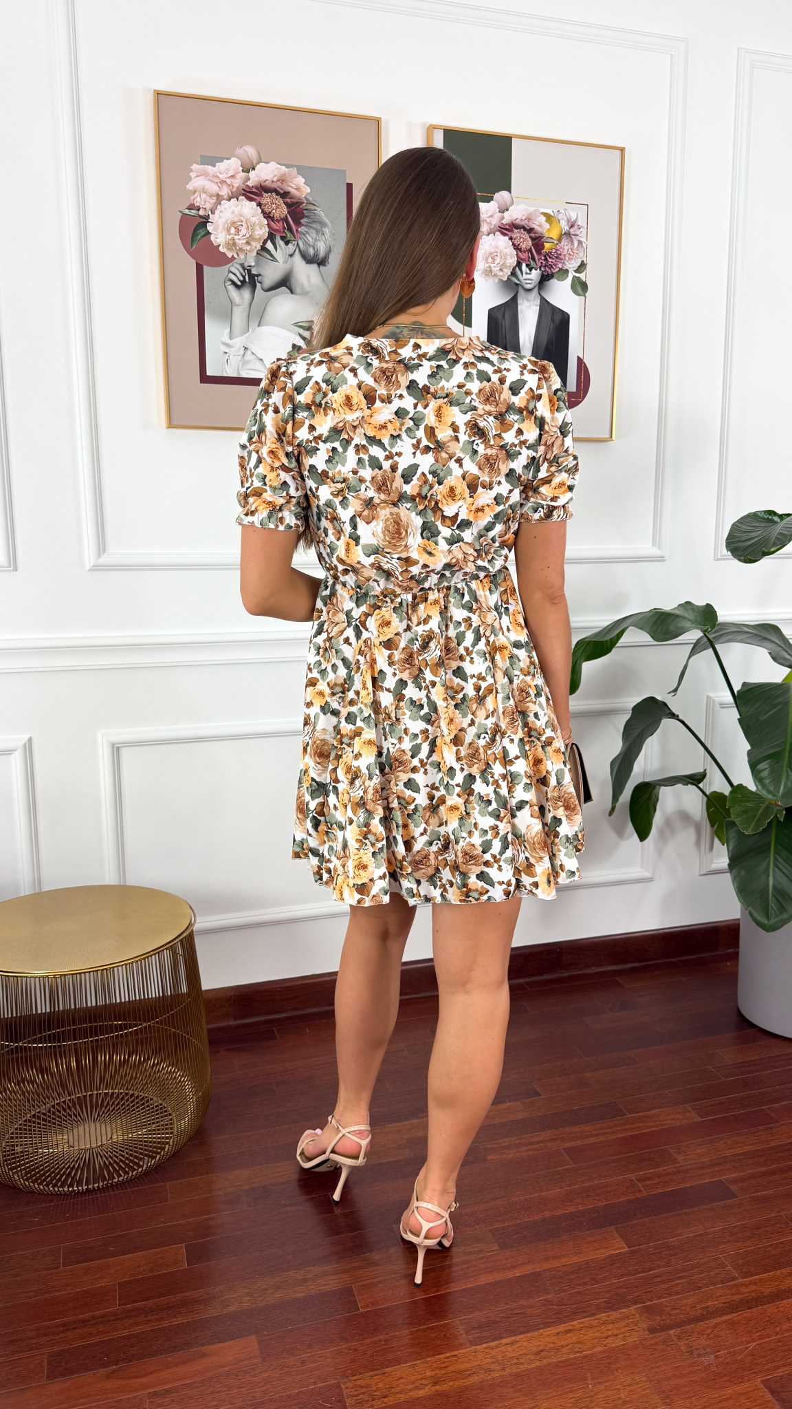 Sukienka w kwiatowy print Abby short biała-żółta Sukienka w kwiatowy print Abby short biała-żółta