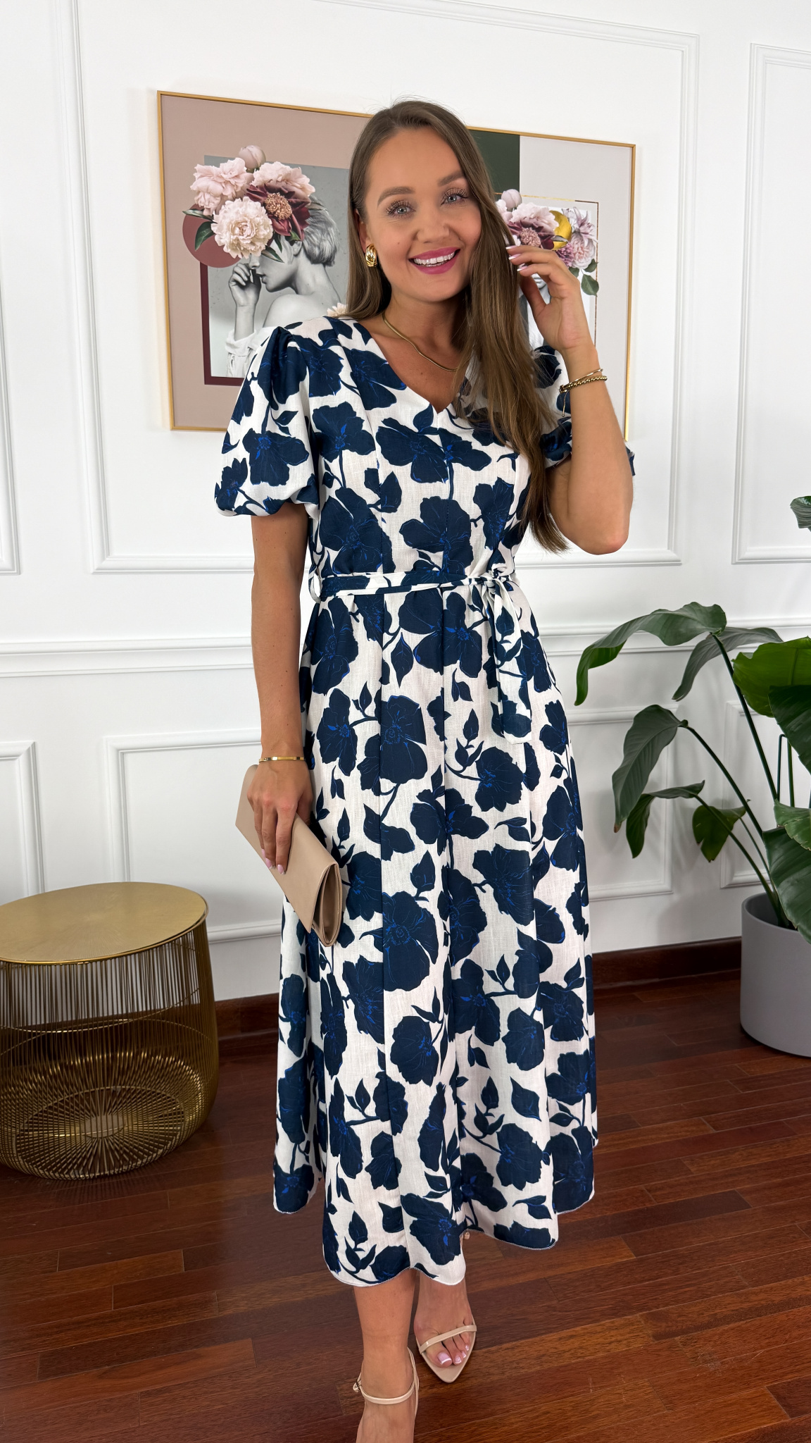 Lniana sukienka maxi Melza granatowa Lniana sukienka maxi Melza granatowa