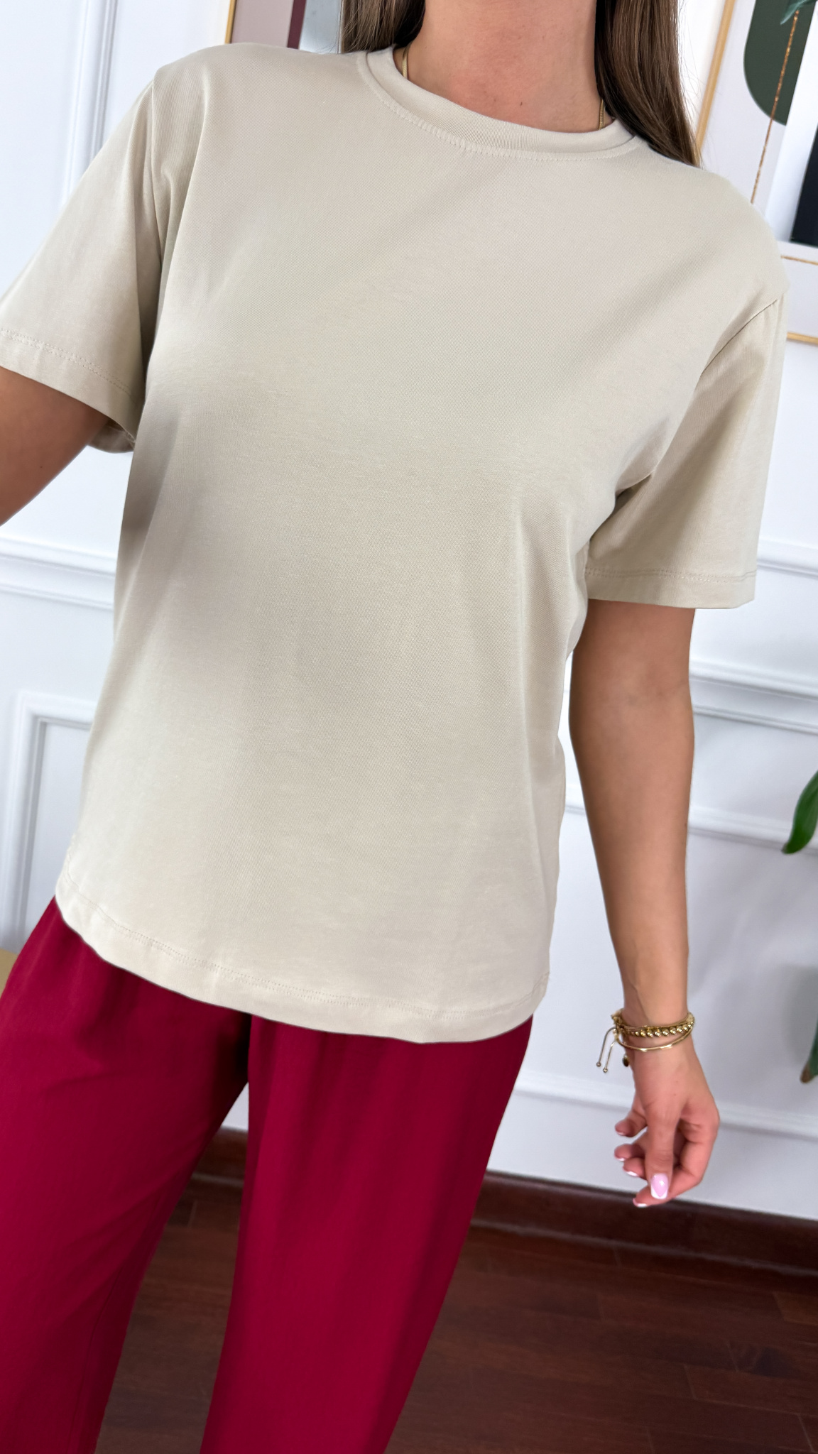 Bawełniany T-shirt Zuna beżowy Bawełniany T-shirt Zuna beżowy