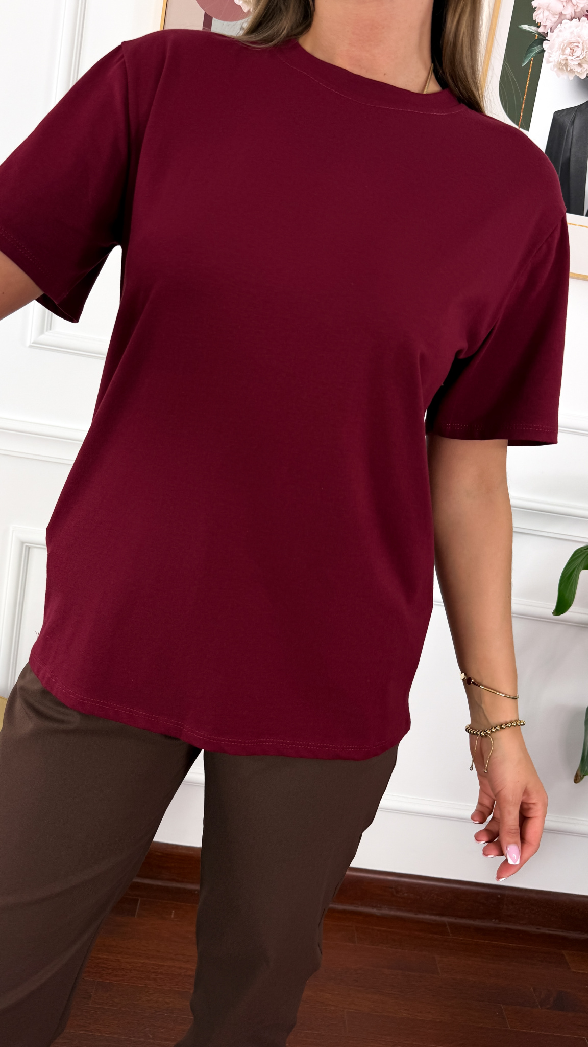 Bawełniany T-shirt Zuna burgundowy Bawełniany T-shirt Zuna burgundowy