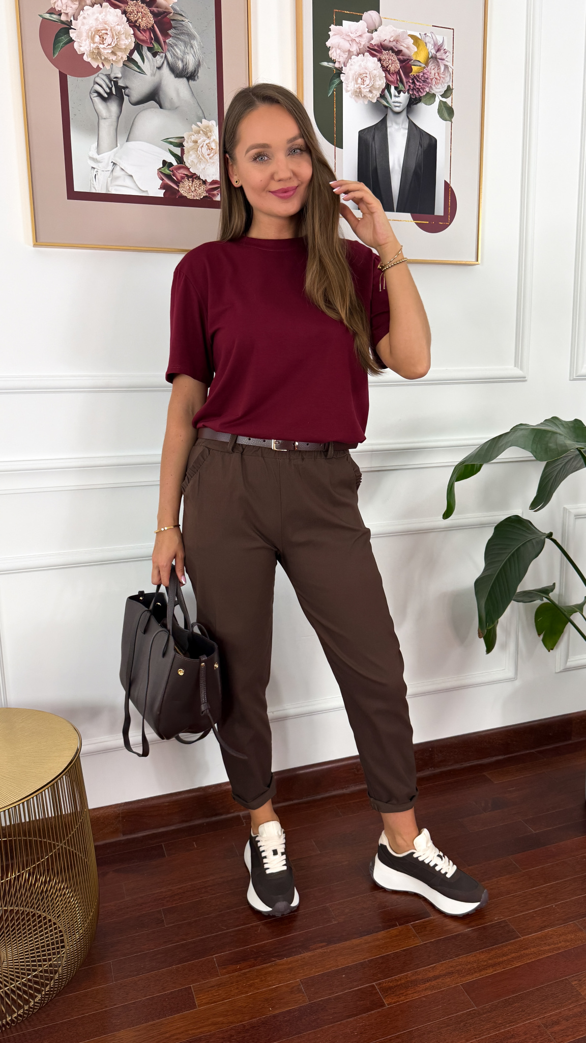 Bawełniany T-shirt Zuna burgundowy Bawełniany T-shirt Zuna burgundowy