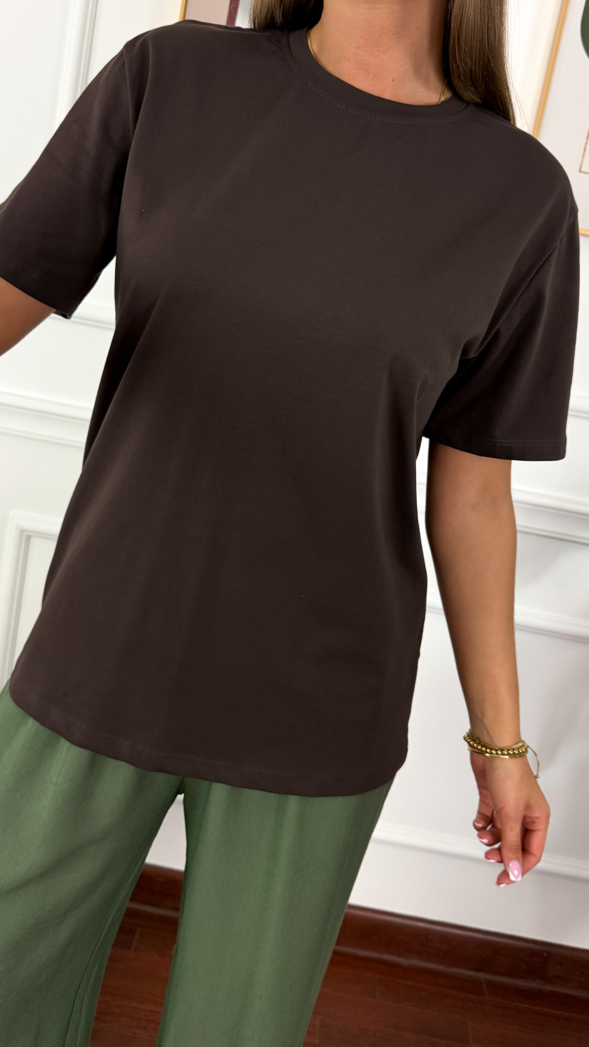 Bawełniany T-shirt Zuna czekoladowy Bawełniany T-shirt Zuna czekoladowy