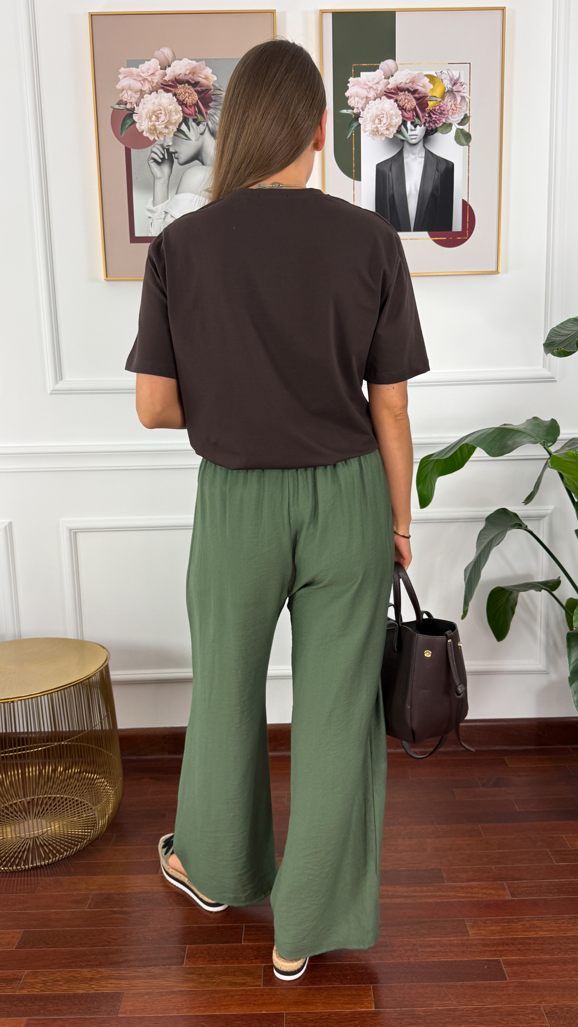 Rayonowe szerokie spodnie Larra khaki Rayonowe szerokie spodnie Larra khaki