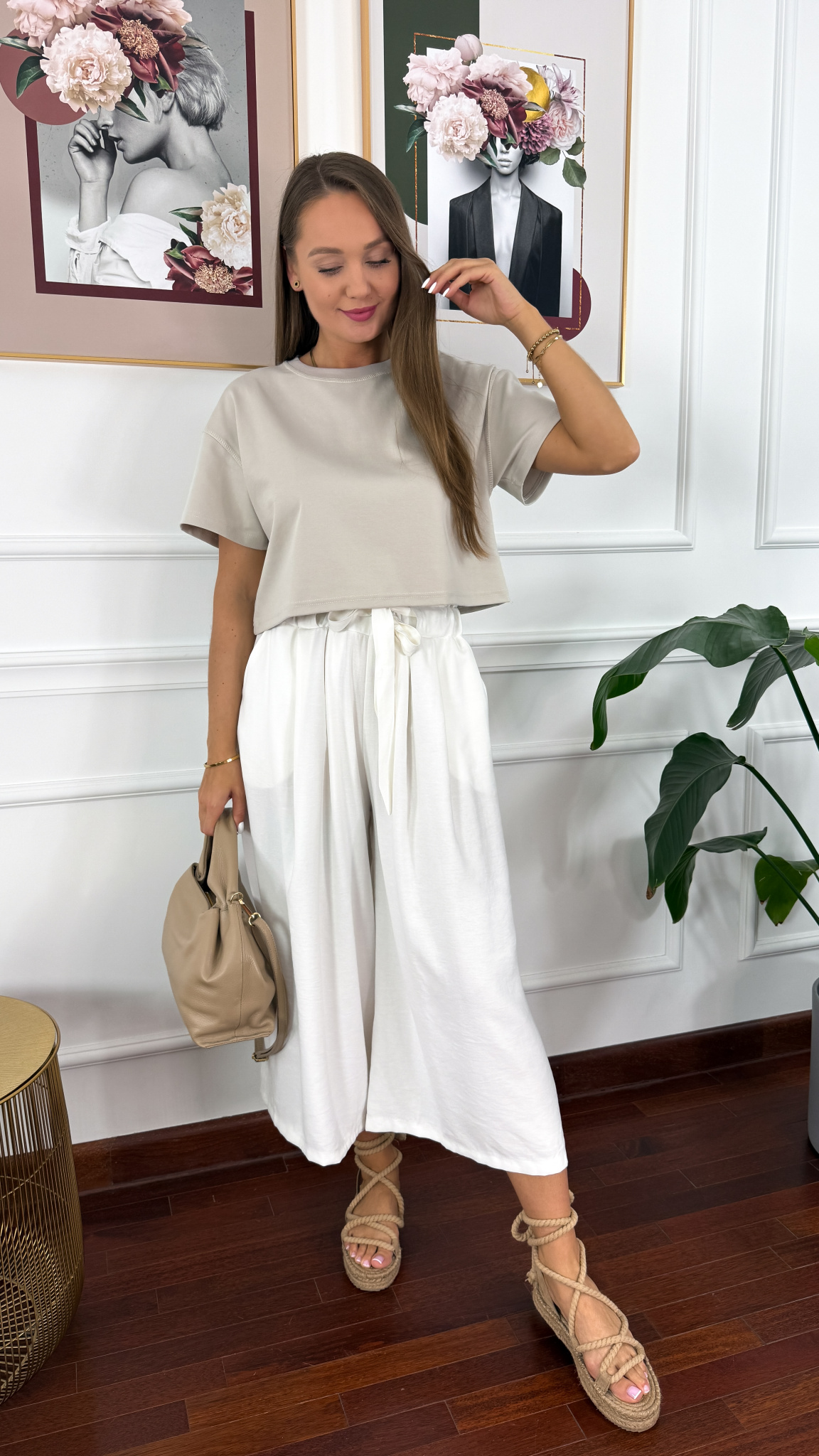 Spodnie culotte Brera białe Spodnie culotte Brera białe