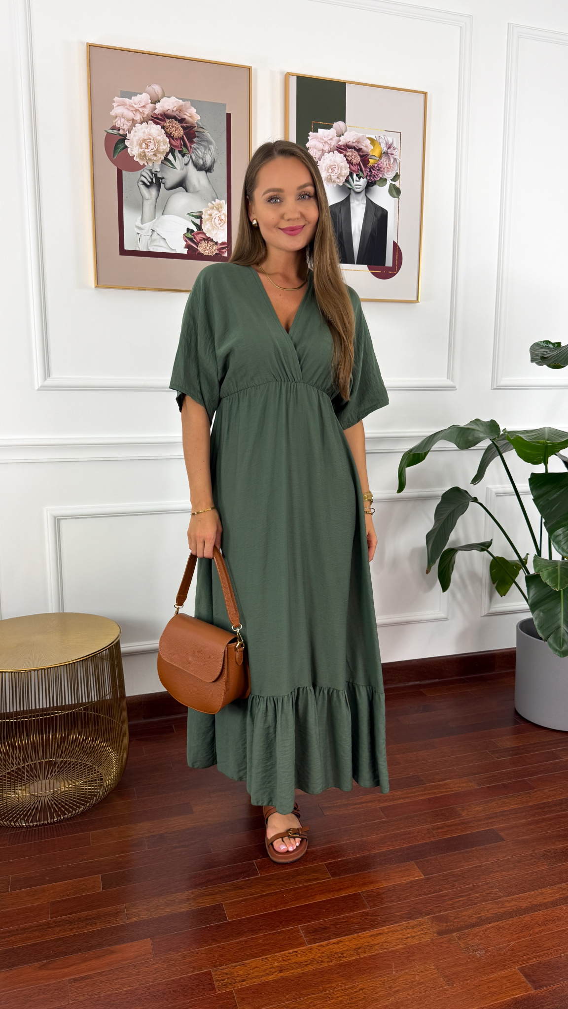 Wiskozowa sukienka maxi Avara khaki Wiskozowa sukienka maxi Avara khaki