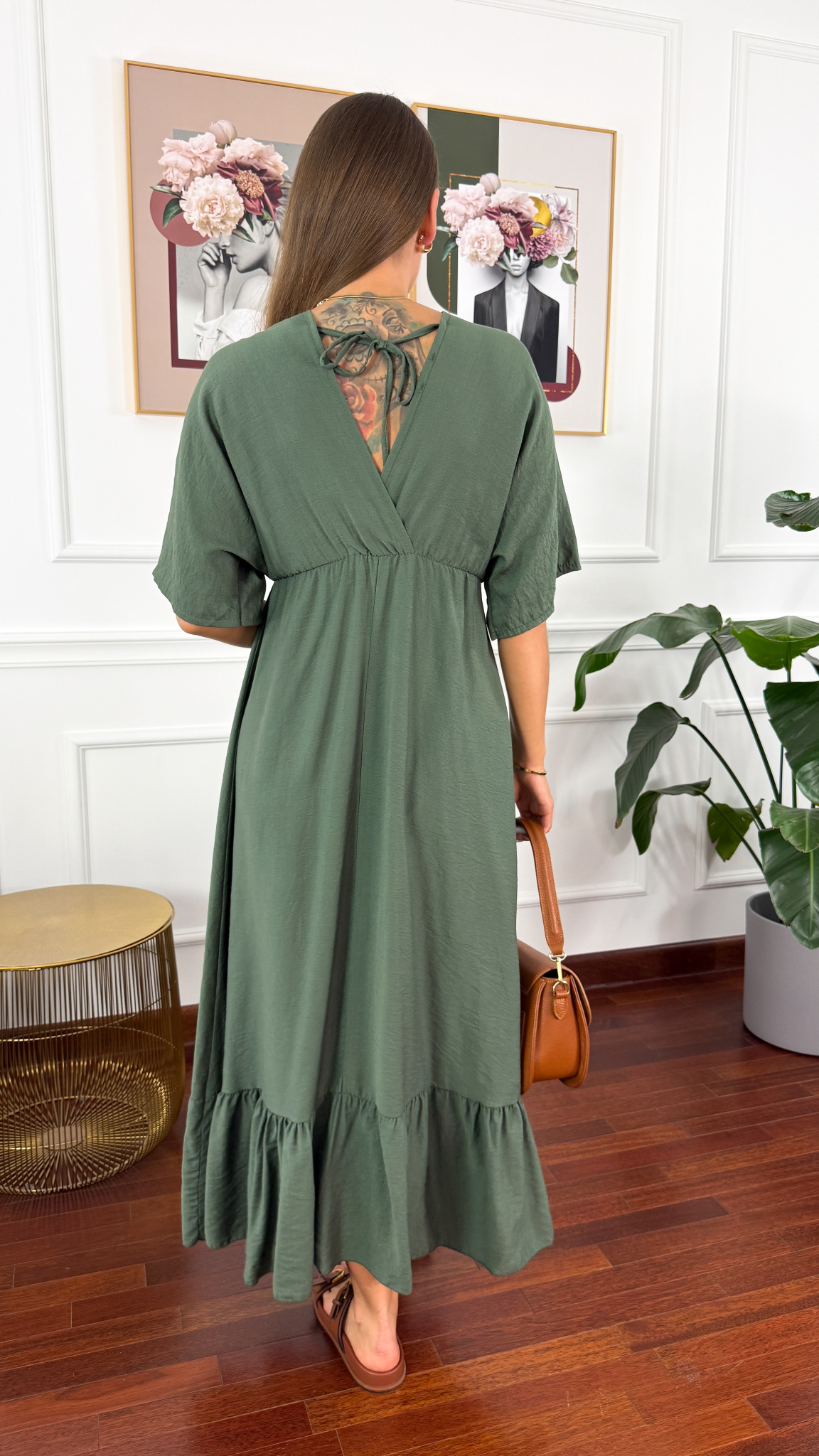 Wiskozowa sukienka maxi Avara khaki Wiskozowa sukienka maxi Avara khaki