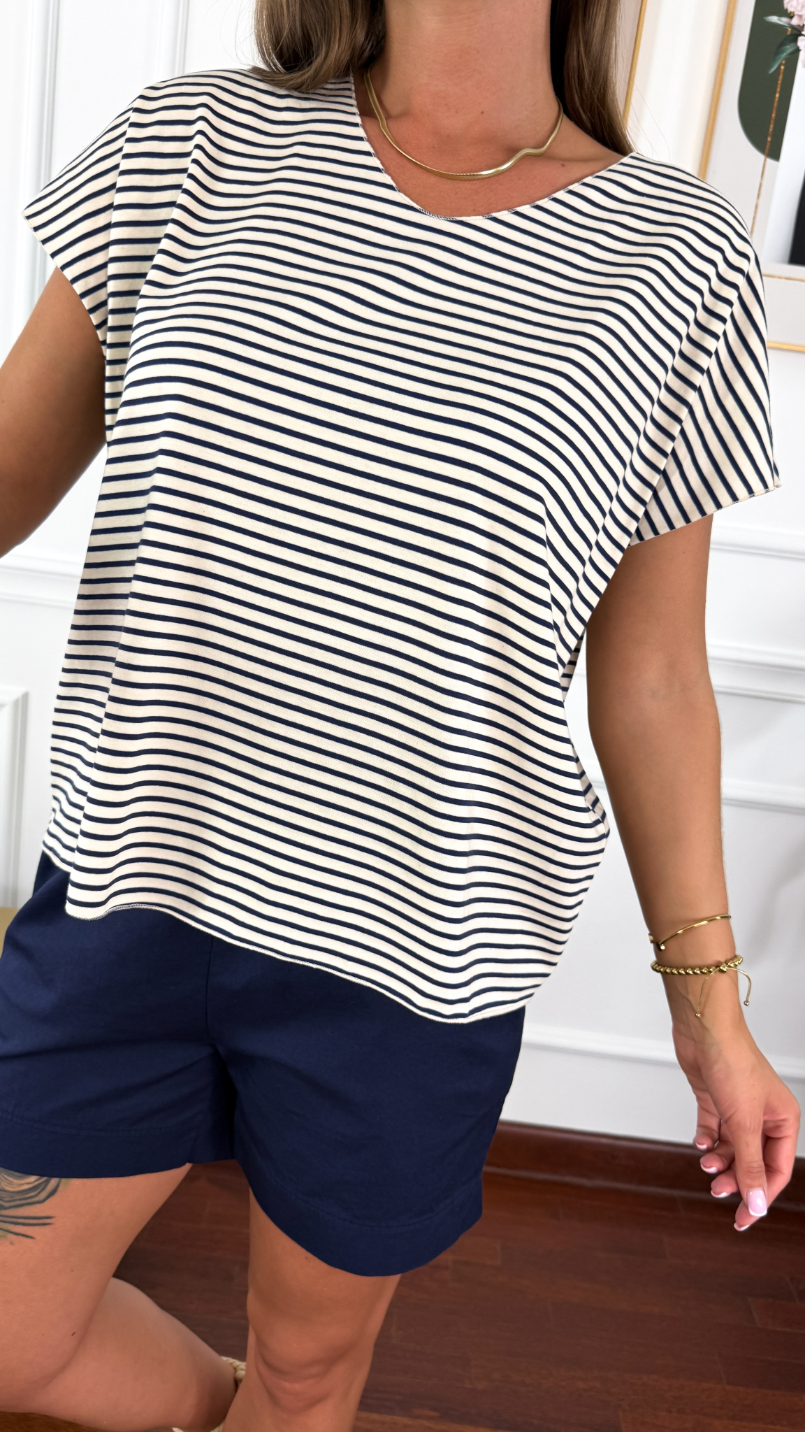 Bawełniany T-shirt Melia granatowy Bawełniany T-shirt Melia granatowy